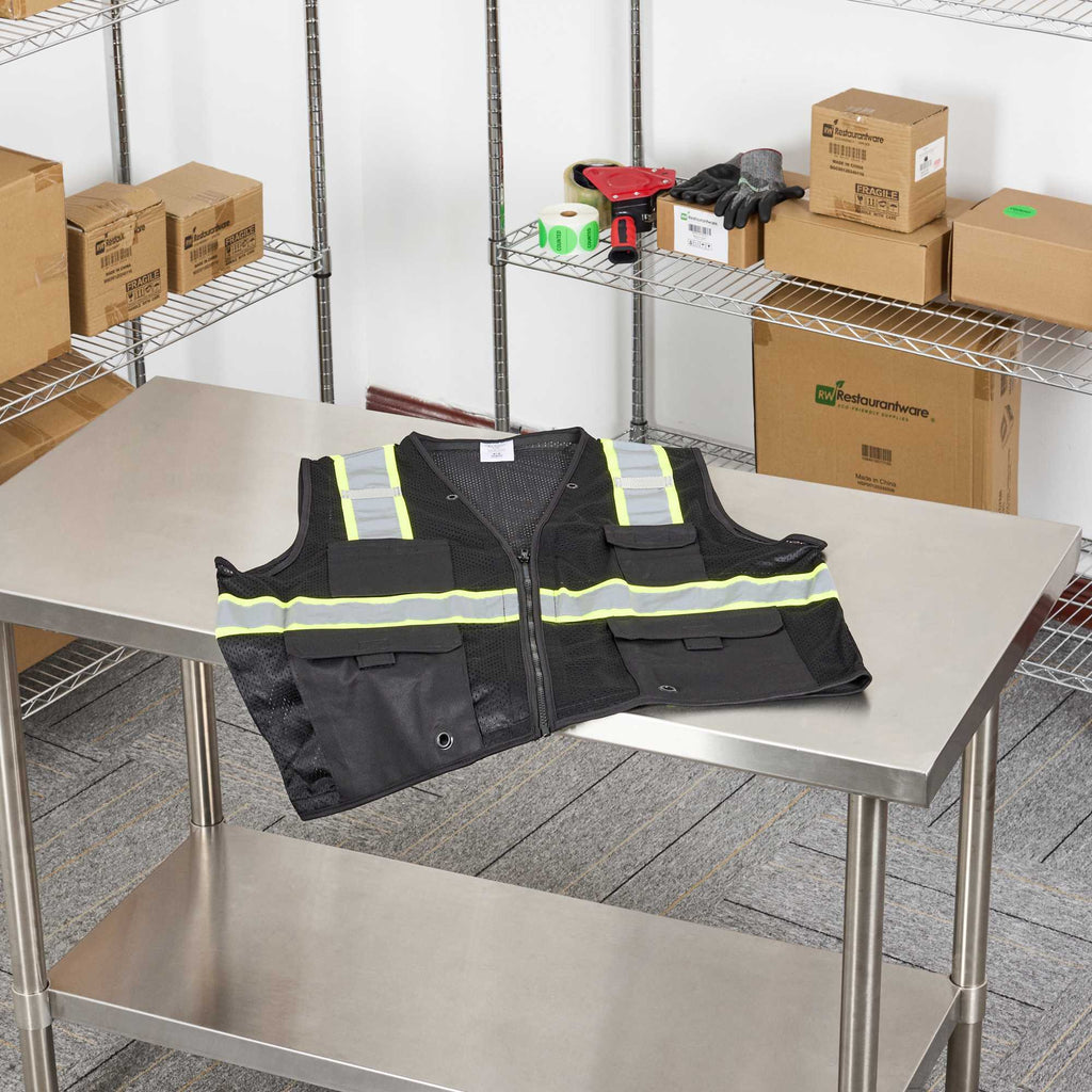 Be Safe Black 2XL/3XL High Visibility Mesh Safety Vest - Zipper Closure, Reflective Tape - 1 count box