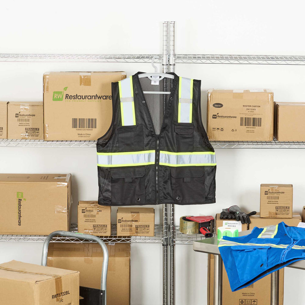 Be Safe Black 2XL/3XL High Visibility Mesh Safety Vest - Zipper Closure, Reflective Tape - 1 count box
