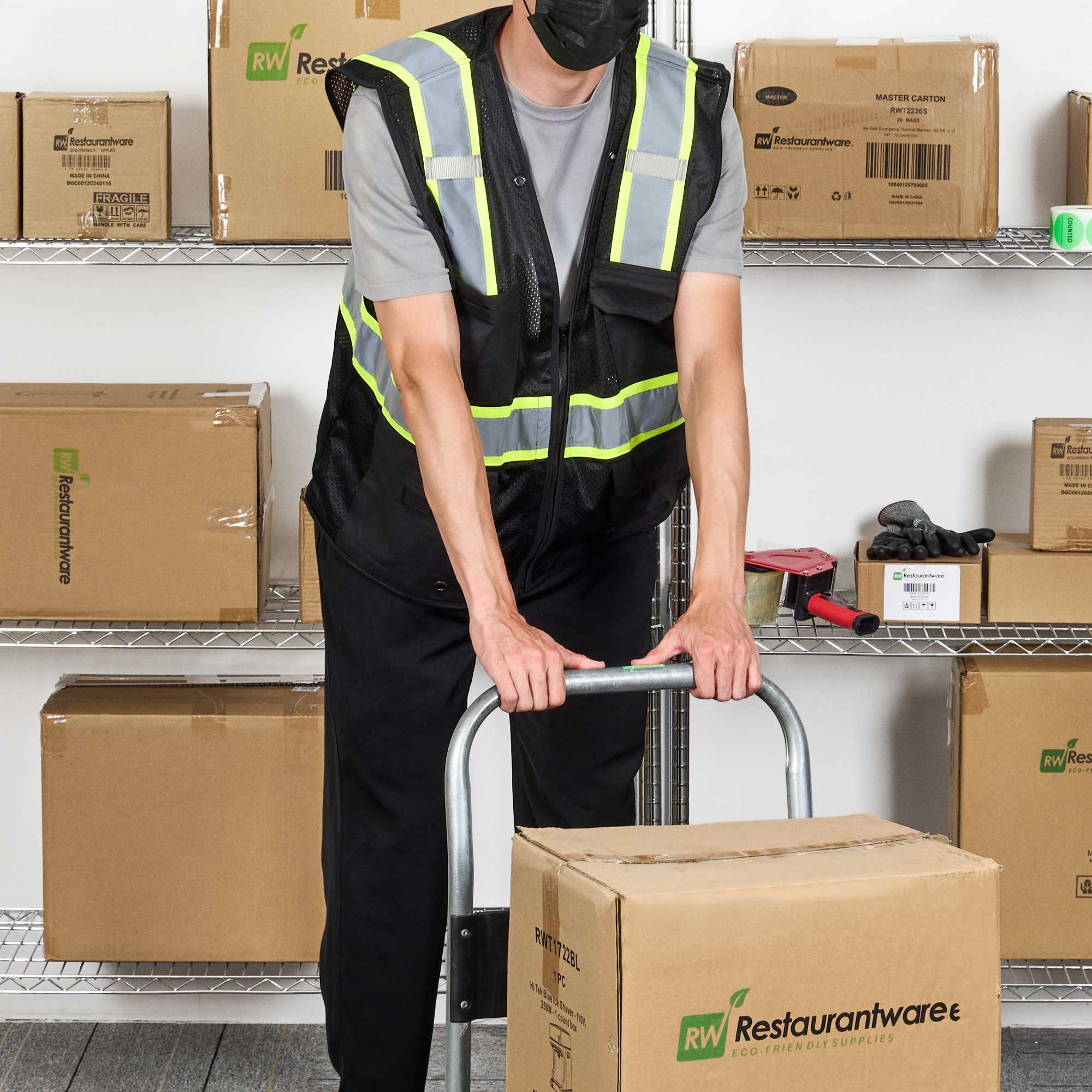 Be Safe Black 2XL/3XL High Visibility Mesh Safety Vest - Zipper Closure, Reflective Tape - 1 count box
