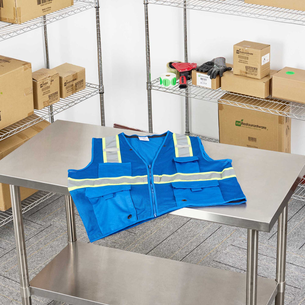 Be Safe Blue 2XL/3XL High Visibility Mesh Safety Vest - Zipper Closure, Reflective Tape - 1 count box
