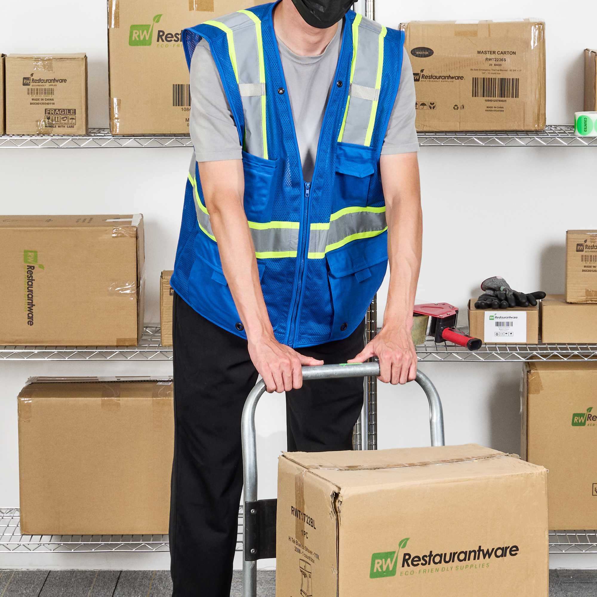 Be Safe Blue 2XL/3XL High Visibility Mesh Safety Vest - Zipper Closure, Reflective Tape - 1 count box