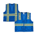 Be Safe Blue 2XL/3XL High Visibility Mesh Safety Vest - Zipper Closure, Reflective Tape - 20 count box