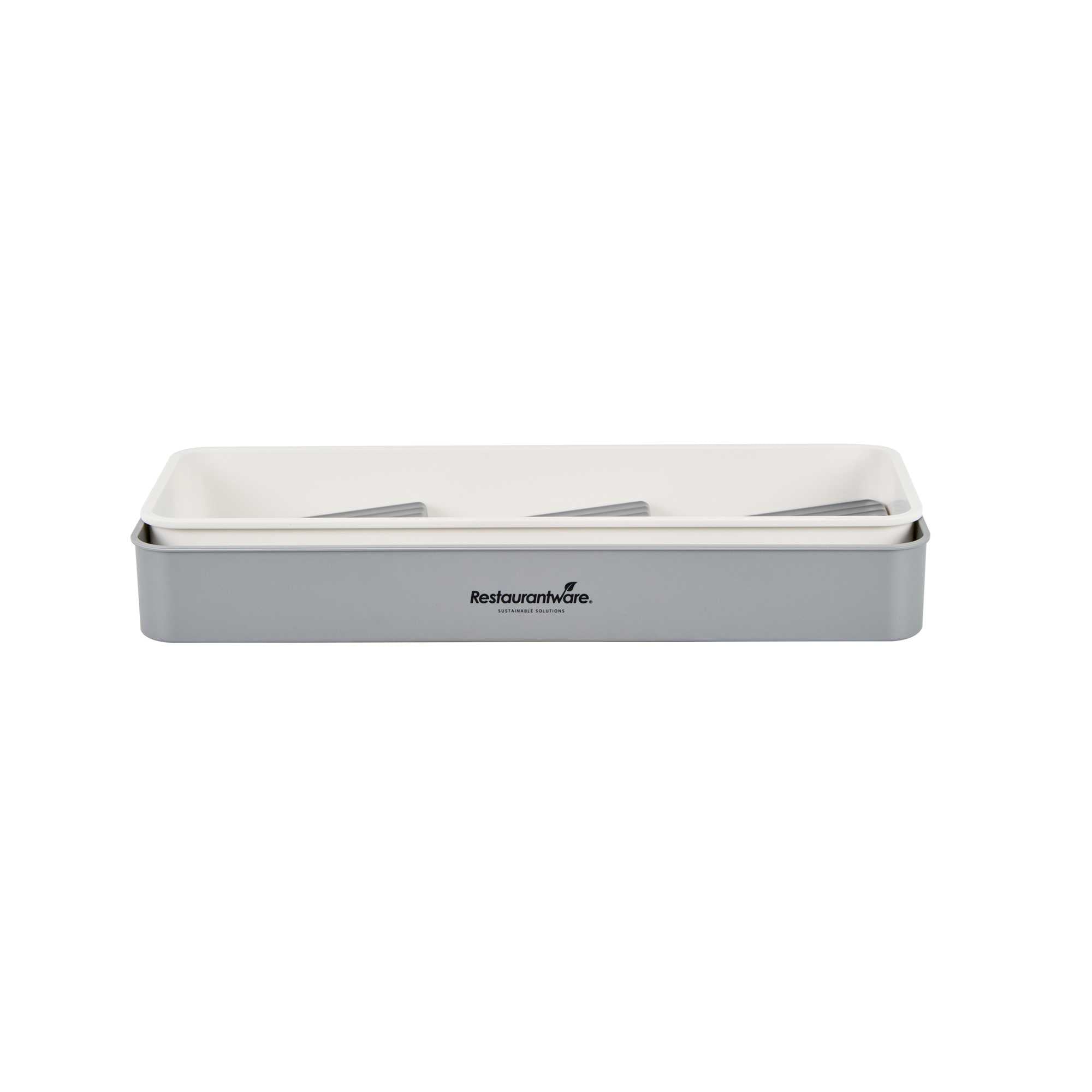 Clean Tek Professional Gray and White Plastic Expandable 3-Tier Spice Drawer Organizer - 15 1/2" x 5 1/2" x 2 1/4" - 1 count box