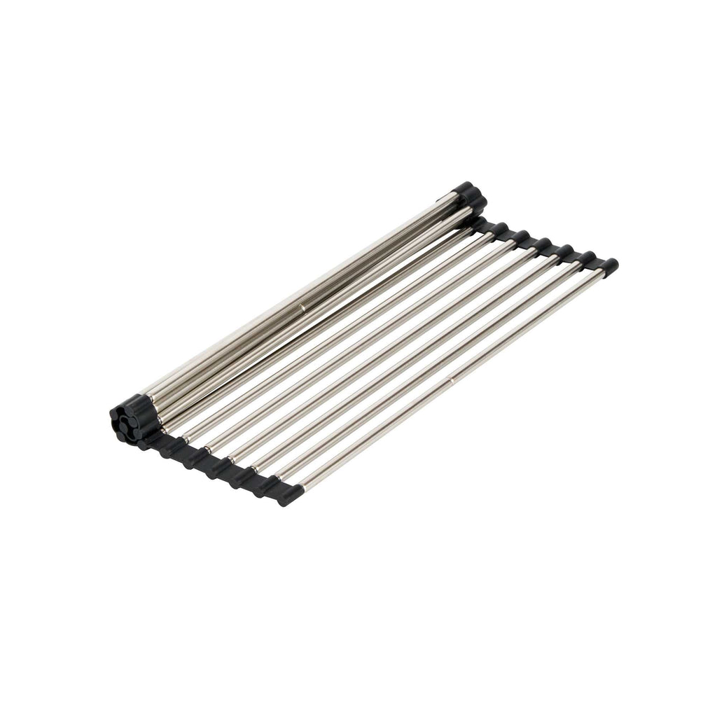 Clean Tek Professional Gray Stainless Steel Over-Sink Roll-Up Drying Rack - Extendable, Non-Slip - 15 3/4" x 9 1/2" - 1 count box