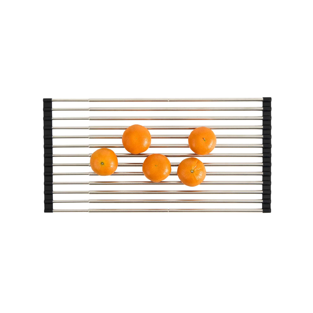 Clean Tek Professional Gray Stainless Steel Over-Sink Roll-Up Drying Rack - Extendable, Non-Slip - 15 3/4" x 9 1/2" - 1 count box