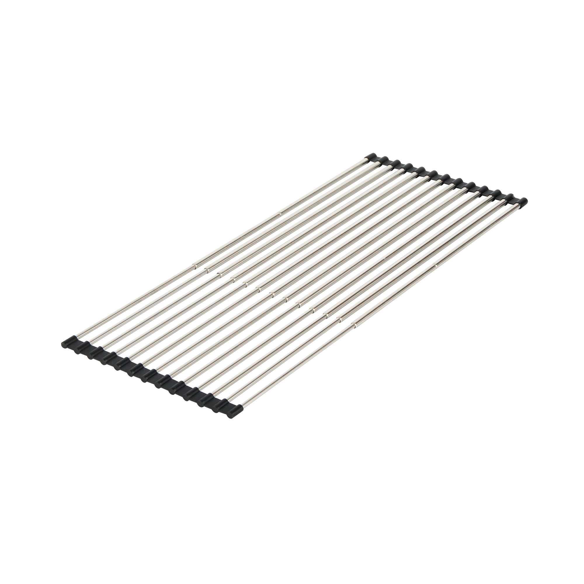 Clean Tek Professional Gray Stainless Steel Over-Sink Roll-Up Drying Rack - Extendable, Non-Slip - 15 3/4" x 9 1/2" - 12 count box