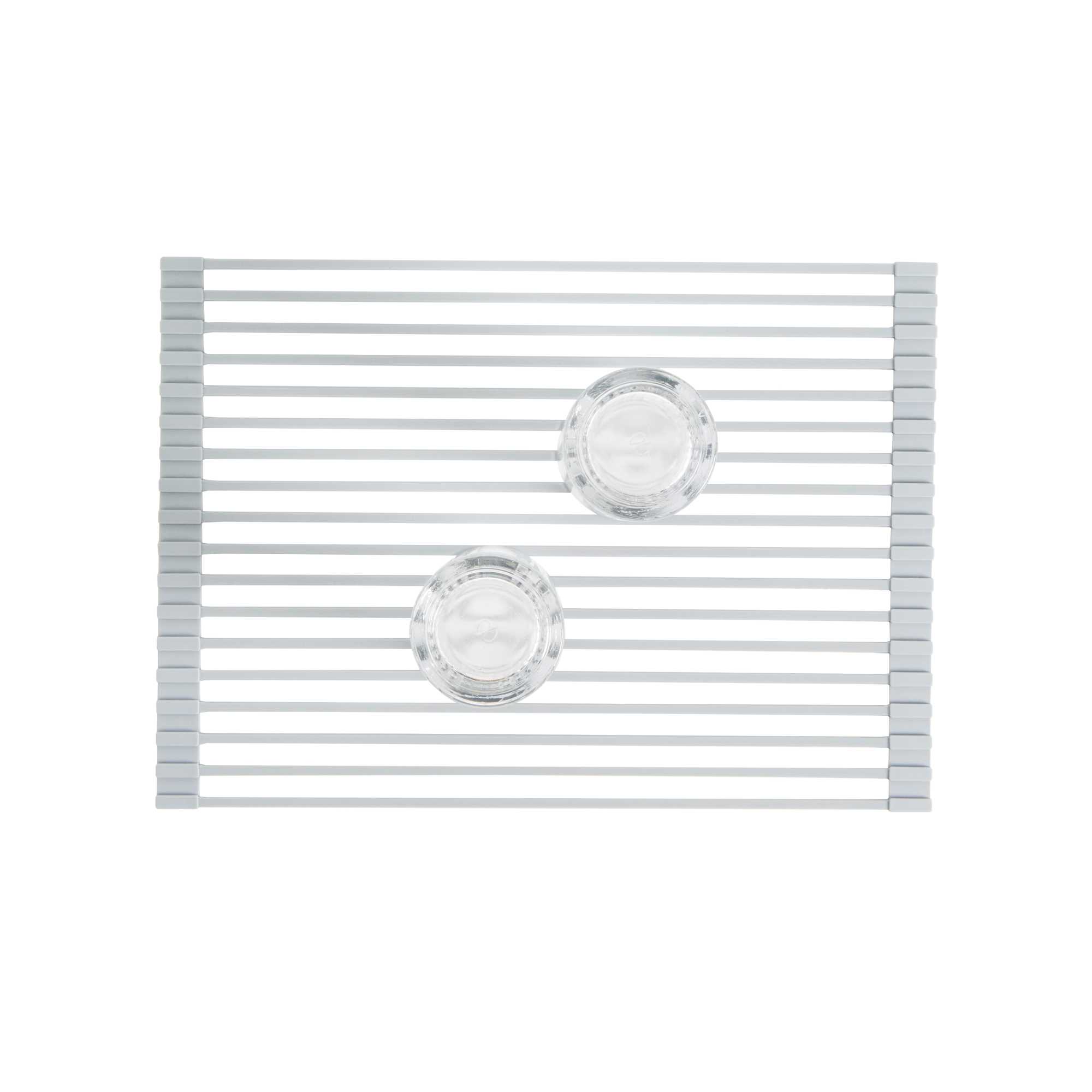 Clean Tek Professional Gray Steel Over-Sink Roll-Up Drying Rack - Non-Slip - 17" x 13" - 1 count box