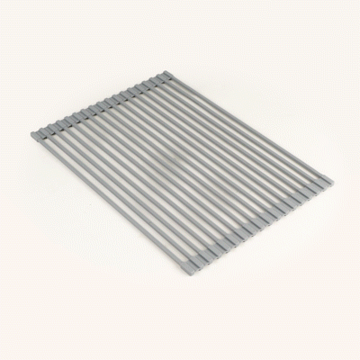 Clean Tek Professional Gray Steel Over-Sink Roll-Up Drying Rack - Non-Slip - 17" x 13" - 1 count box