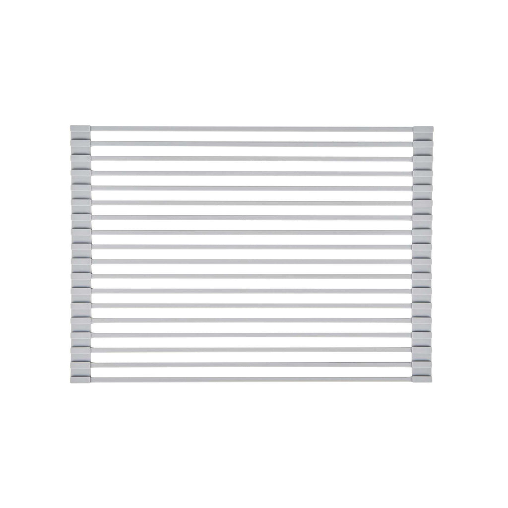 Clean Tek Professional Gray Steel Over-Sink Roll-Up Drying Rack - Non-Slip - 17" x 13" - 12 count box