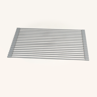 Clean Tek Professional Gray Steel Over-Sink Roll-Up Drying Rack - Non-Slip - 20 1/2" x 13" - 1 count box