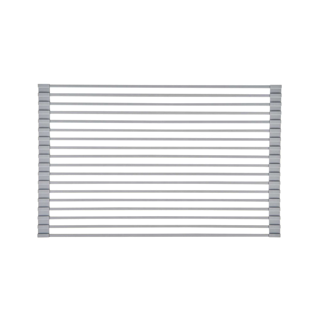 Clean Tek Professional Gray Steel Over-Sink Roll-Up Drying Rack - Non-Slip - 20 1/2" x 13" - 12 count box