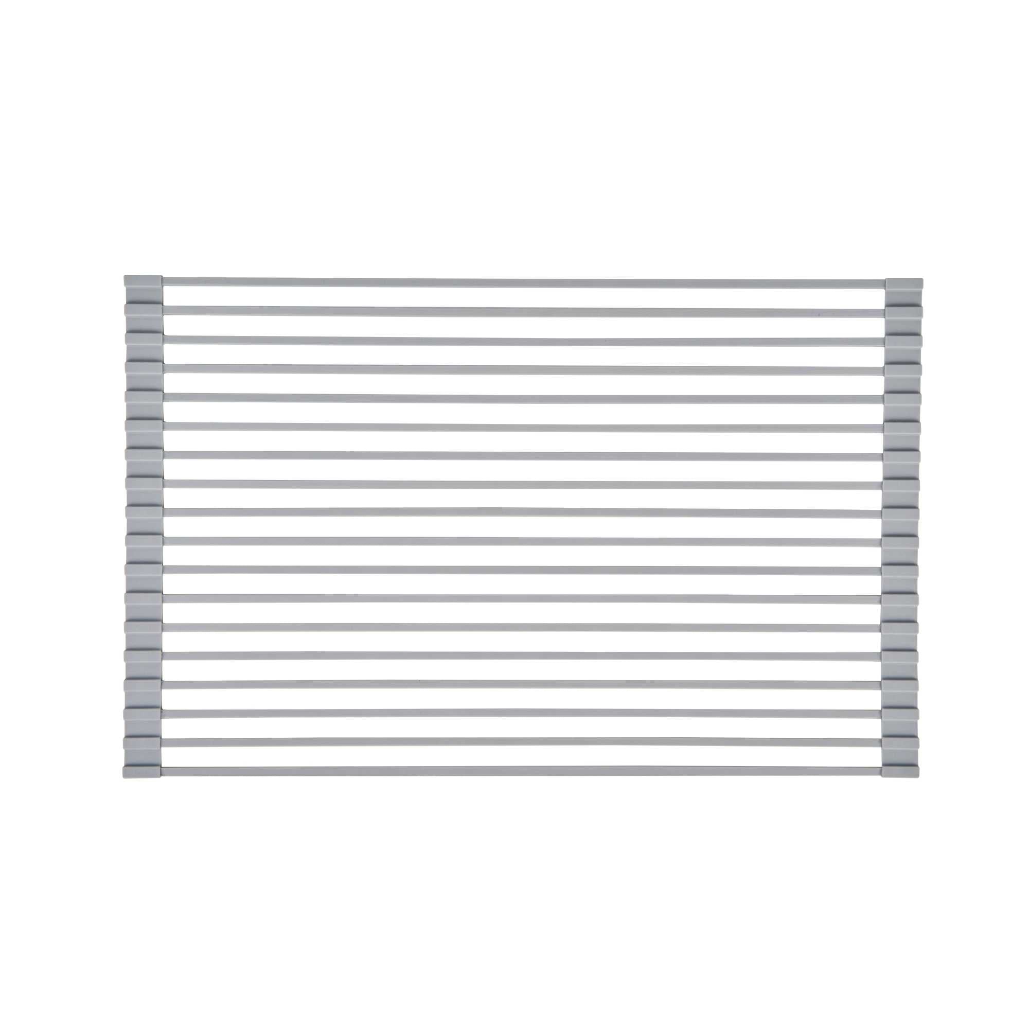 Clean Tek Professional Gray Steel Over-Sink Roll-Up Drying Rack - Non-Slip - 20 1/2" x 13" - 12 count box