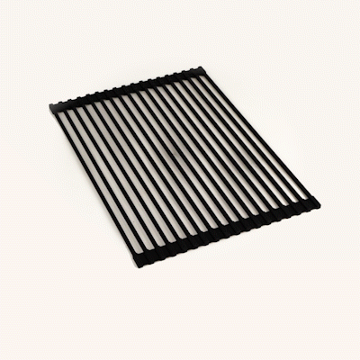 Clean Tek Professional Black Steel Over-Sink Roll-Up Drying Rack - Non-Slip - 17" x 13" - 1 count box