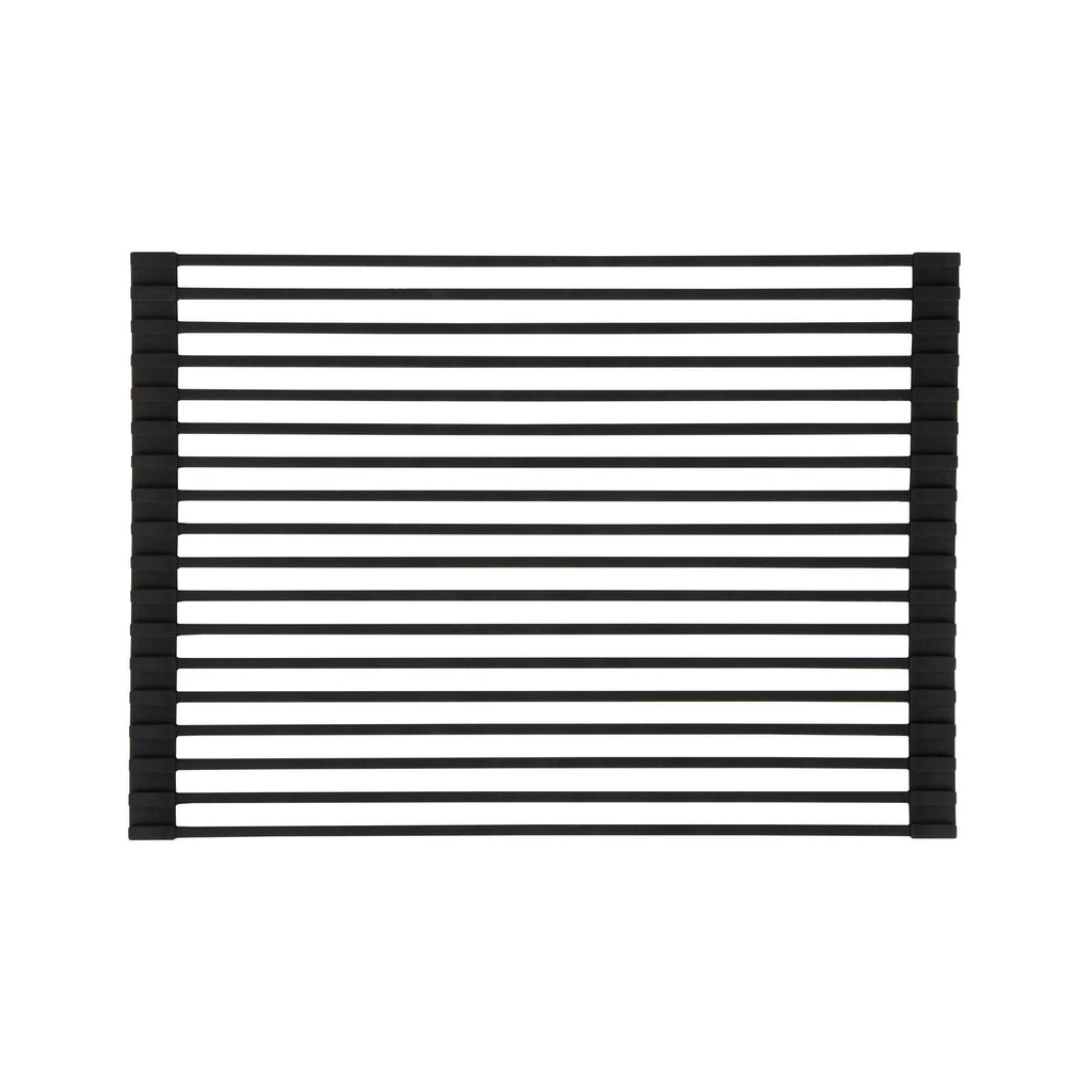 Clean Tek Professional Black Steel Over-Sink Roll-Up Drying Rack - Non-Slip - 17" x 13" - 1 count box