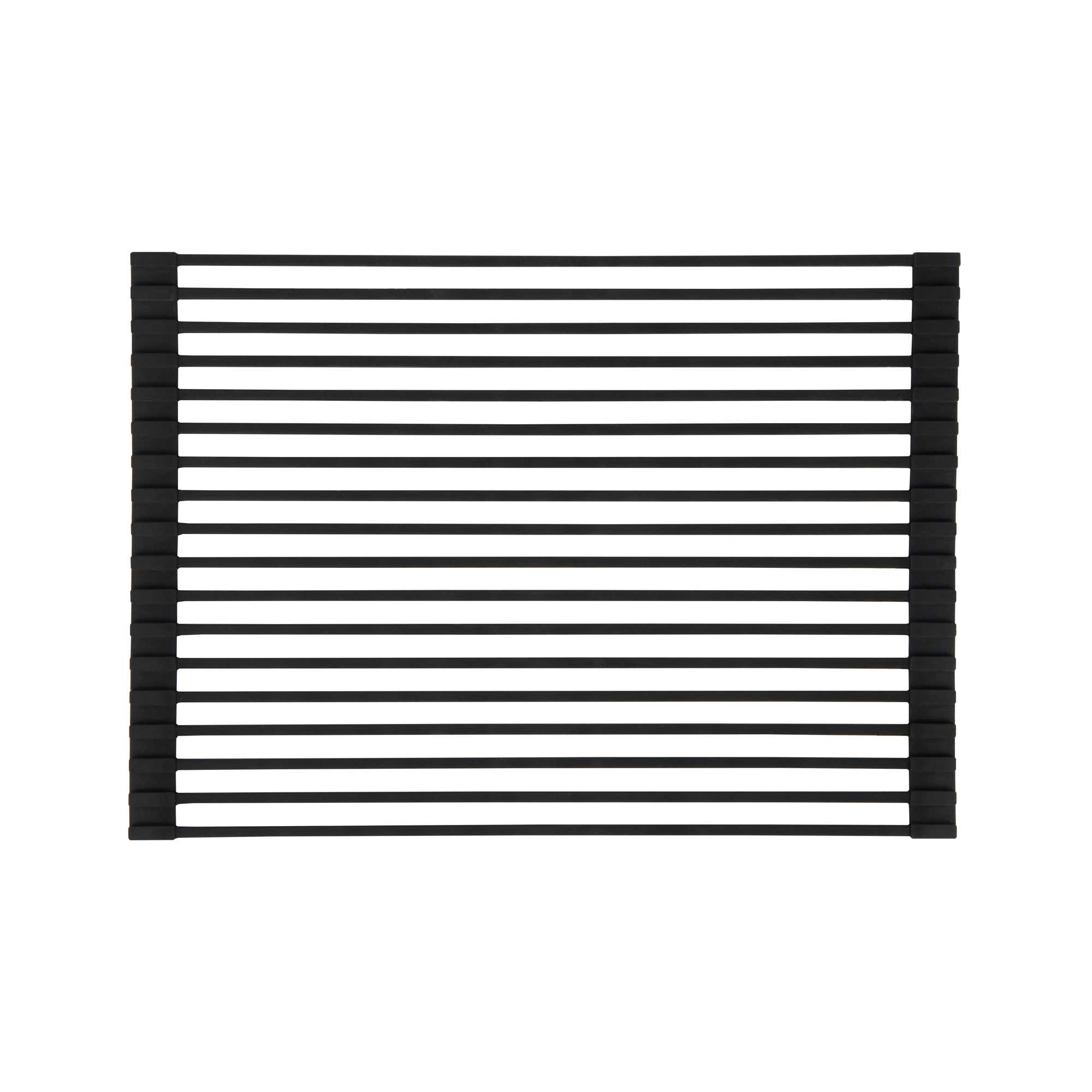 Clean Tek Professional Black Steel Over-Sink Roll-Up Drying Rack - Non-Slip - 17" x 13" - 1 count box