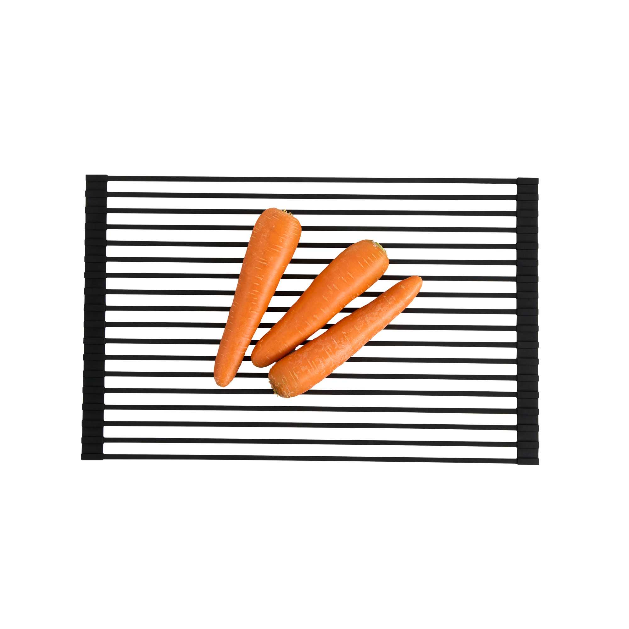 Clean Tek Professional Black Steel Over-Sink Roll-Up Drying Rack - Non-Slip - 20 1/2" x 13" - 1 count box