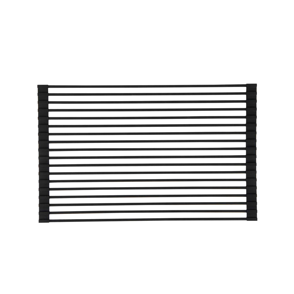 Clean Tek Professional Black Steel Over-Sink Roll-Up Drying Rack - Non-Slip - 20 1/2" x 13" - 12 count box