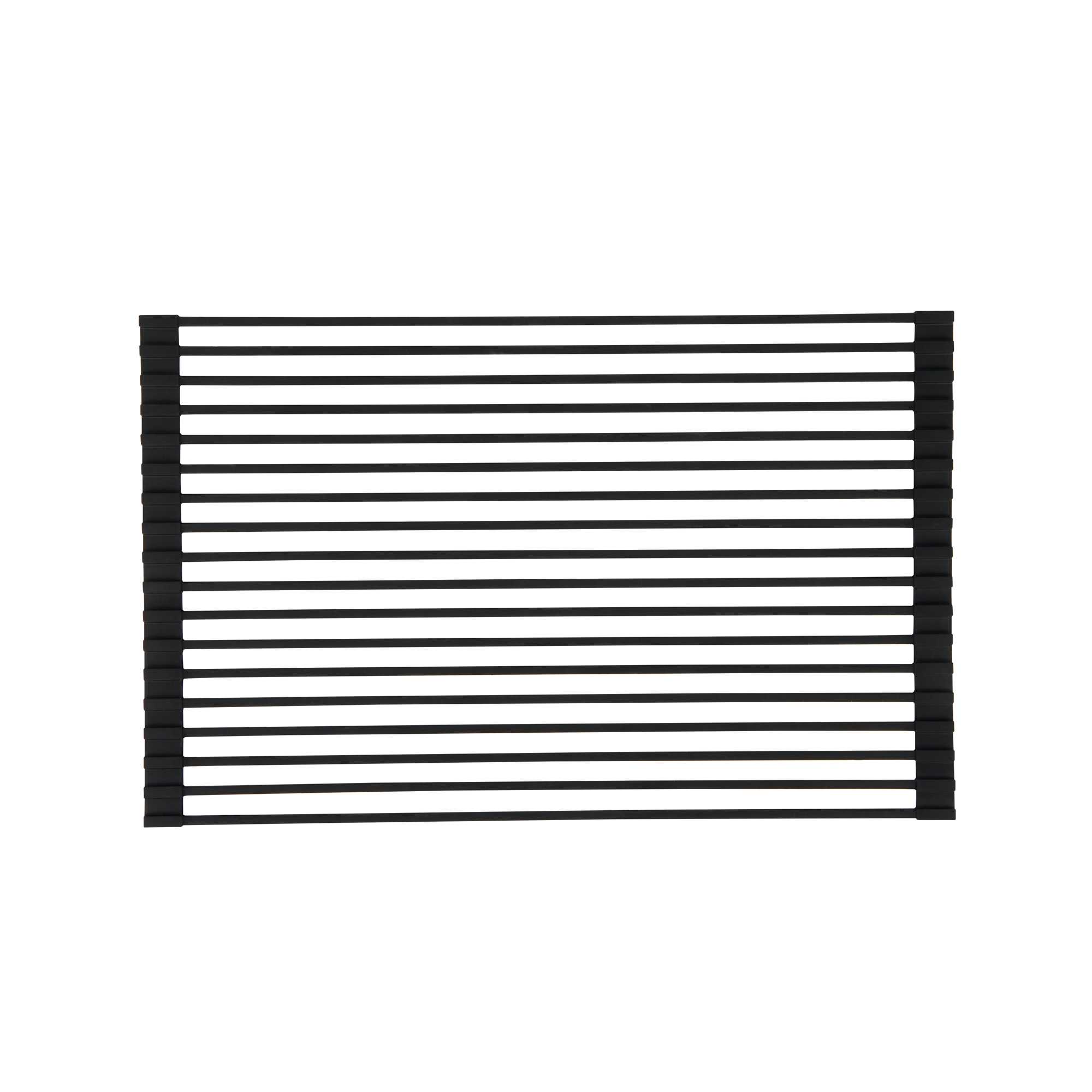 Clean Tek Professional Black Steel Over-Sink Roll-Up Drying Rack - Non-Slip - 20 1/2" x 13" - 12 count box