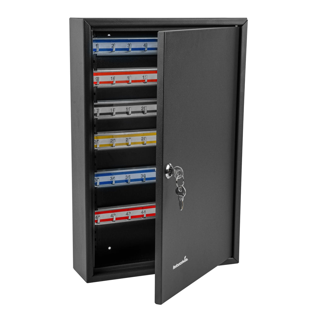 Be Safe Black Steel Wall Mount Key Cabinet Safe - For 64 Keys, with Key Lock - 17 3/4" x 11 3/4" - 1 count box