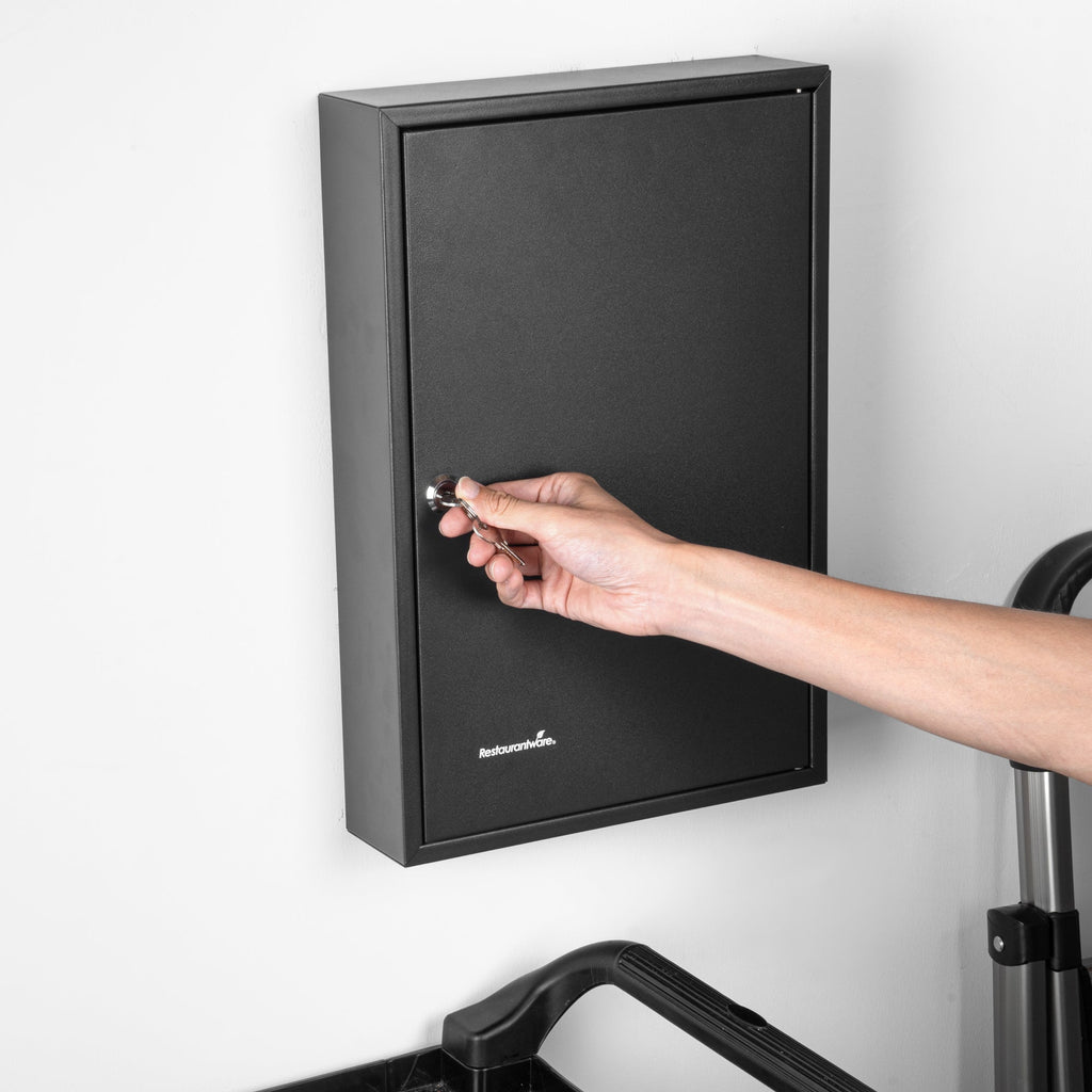 Be Safe Black Steel Wall Mount Key Cabinet Safe - For 64 Keys, with Key Lock - 17 3/4" x 11 3/4" - 1 count box