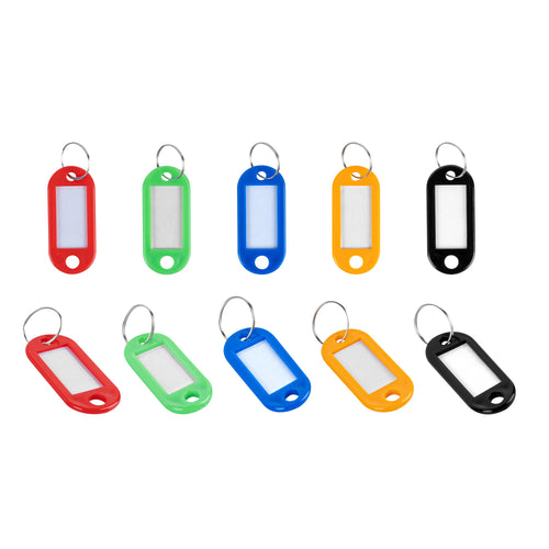 Be Safe Assorted Plastic Multi-purpose Key Tags - with Write-On Labels, Ring Holders - 2" - 64 count box