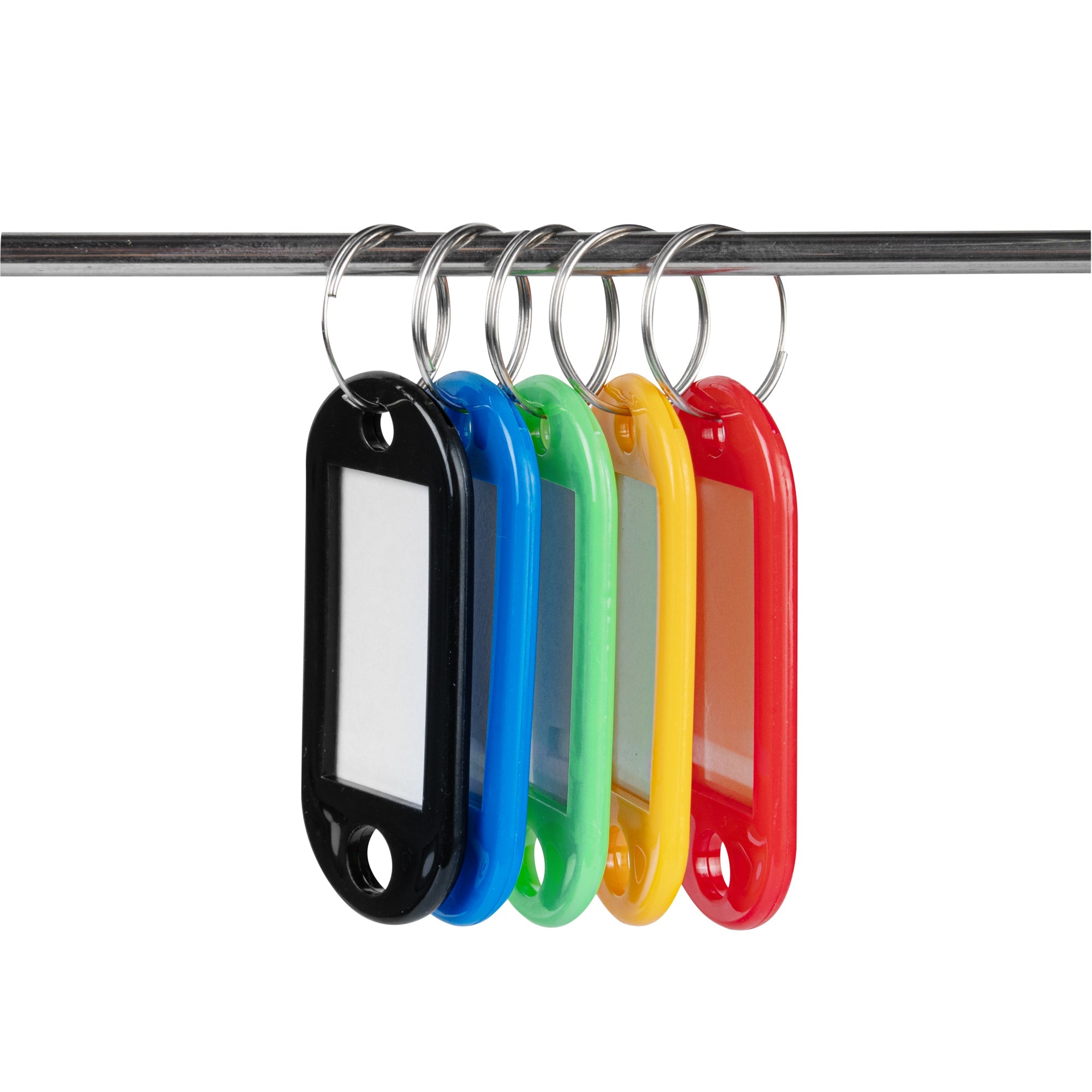 Be Safe Assorted Plastic Multi-purpose Key Tags - with Write-On Labels, Ring Holders - 2" - 64 count box