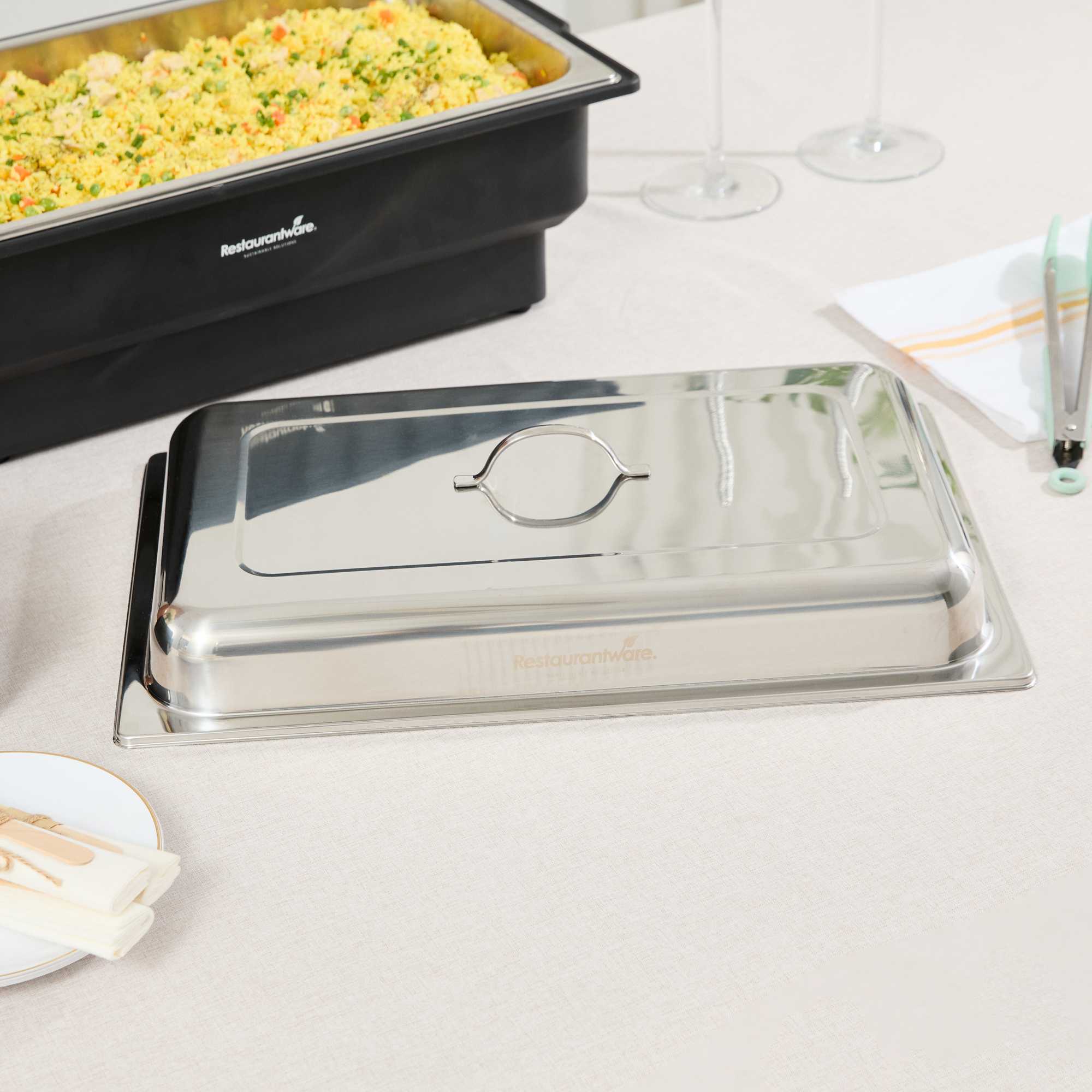 Cater Tek Full Size Stainless Steel Chafer Cover - with Handle - 1 count box