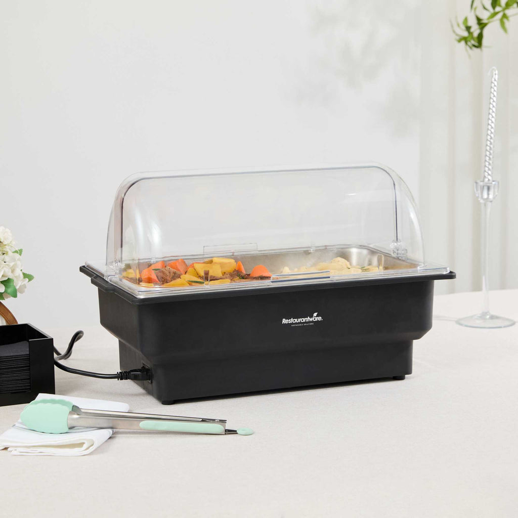 Cater Tek 14 qt Full Size Electric Water Pan / Warmer - Polycarbonate Roll Top Cover, Food Pan, 120V, 760W - 1 count box