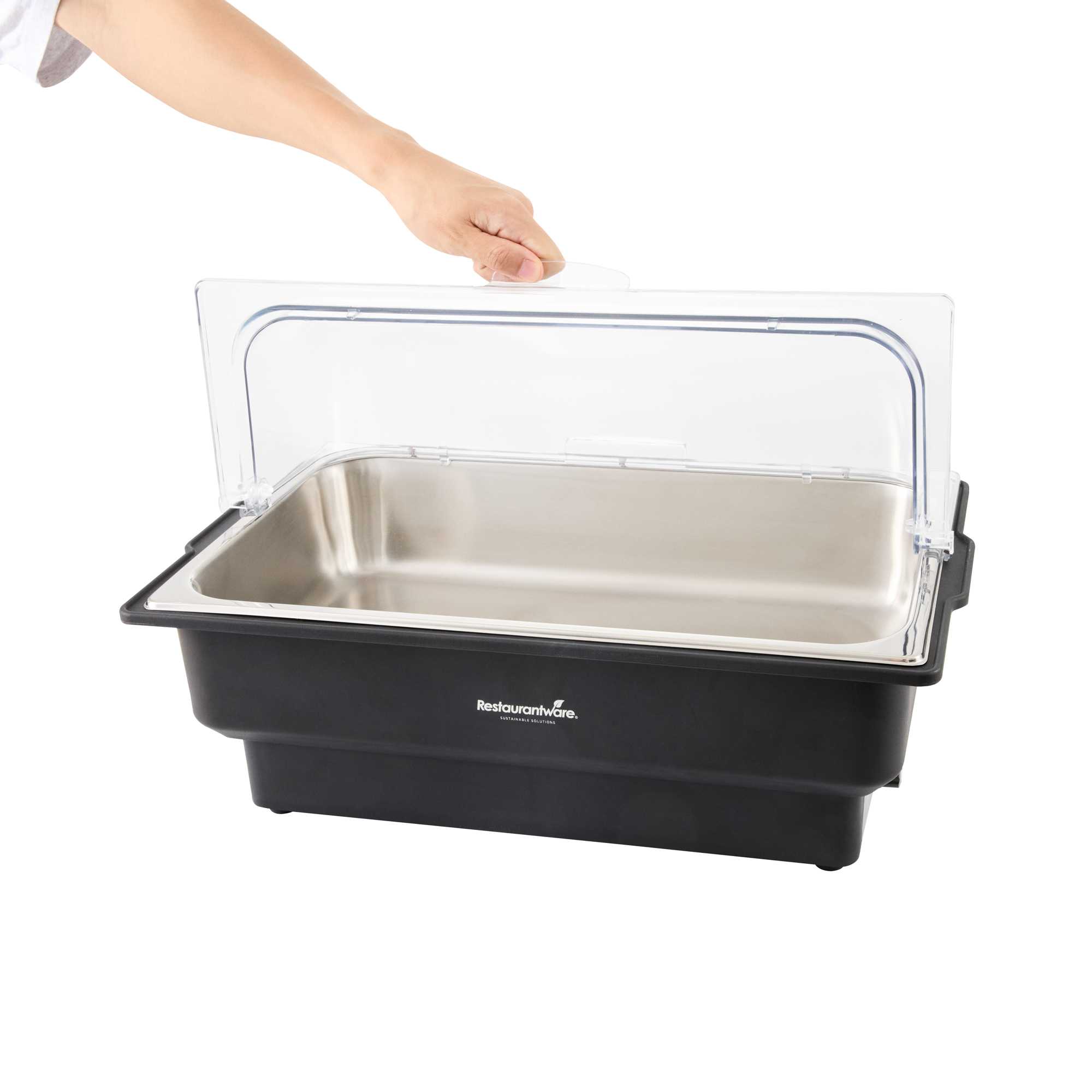 Cater Tek 14 qt Full Size Electric Water Pan / Warmer - Polycarbonate Roll Top Cover, Food Pan, 120V, 760W - 1 count box