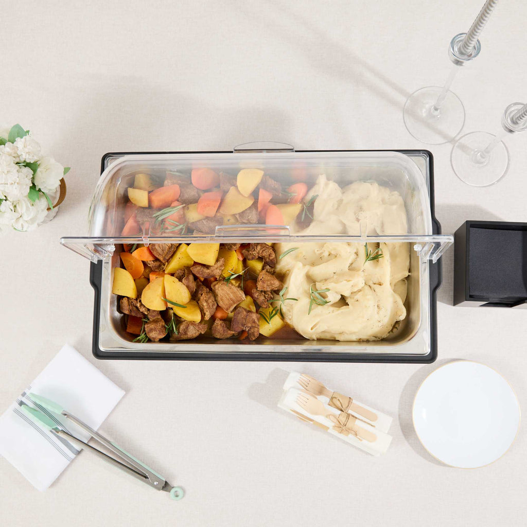 Cater Tek 14 qt Full Size Electric Water Pan / Warmer - Polycarbonate Roll Top Cover, Food Pan, 120V, 760W - 1 count box