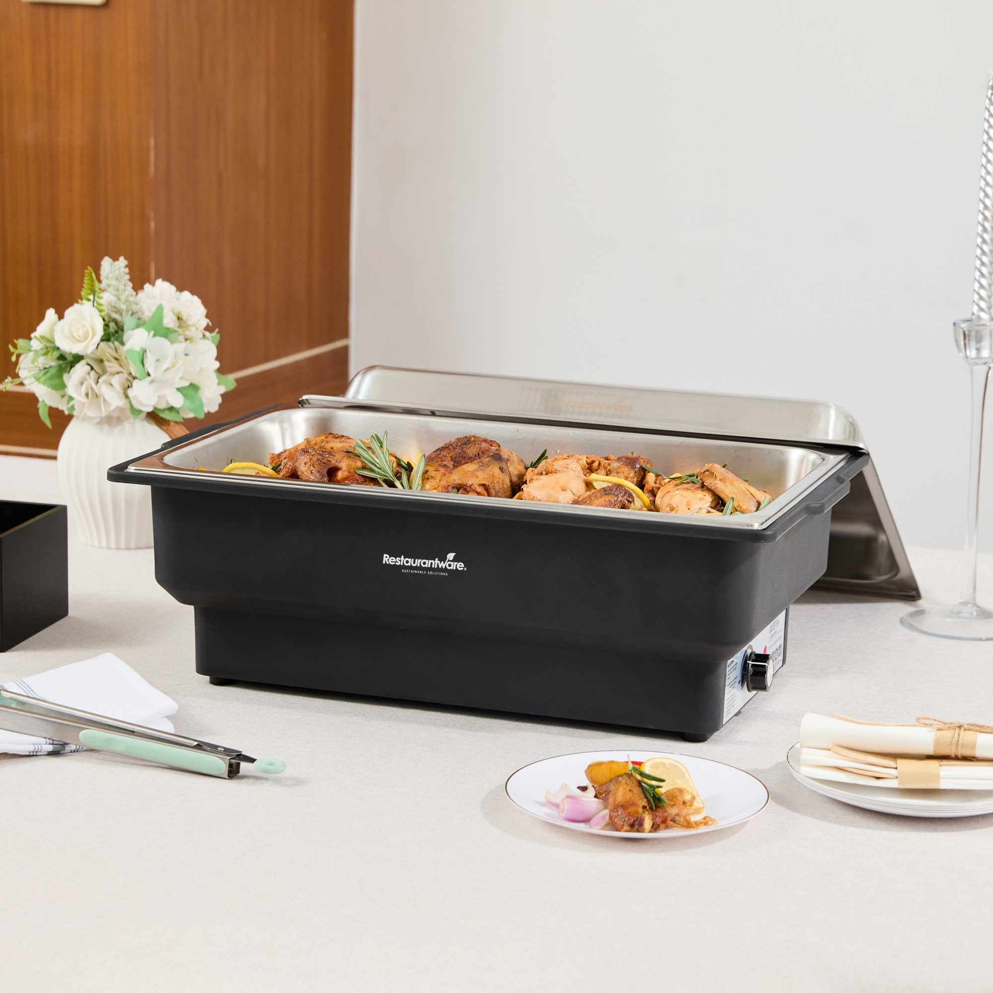 Cater Tek 14 qt Full Size Electric Water Pan / Warmer - Stainless Steel Chafer Cover, Food Pan, 120V, 760W - 1 count box