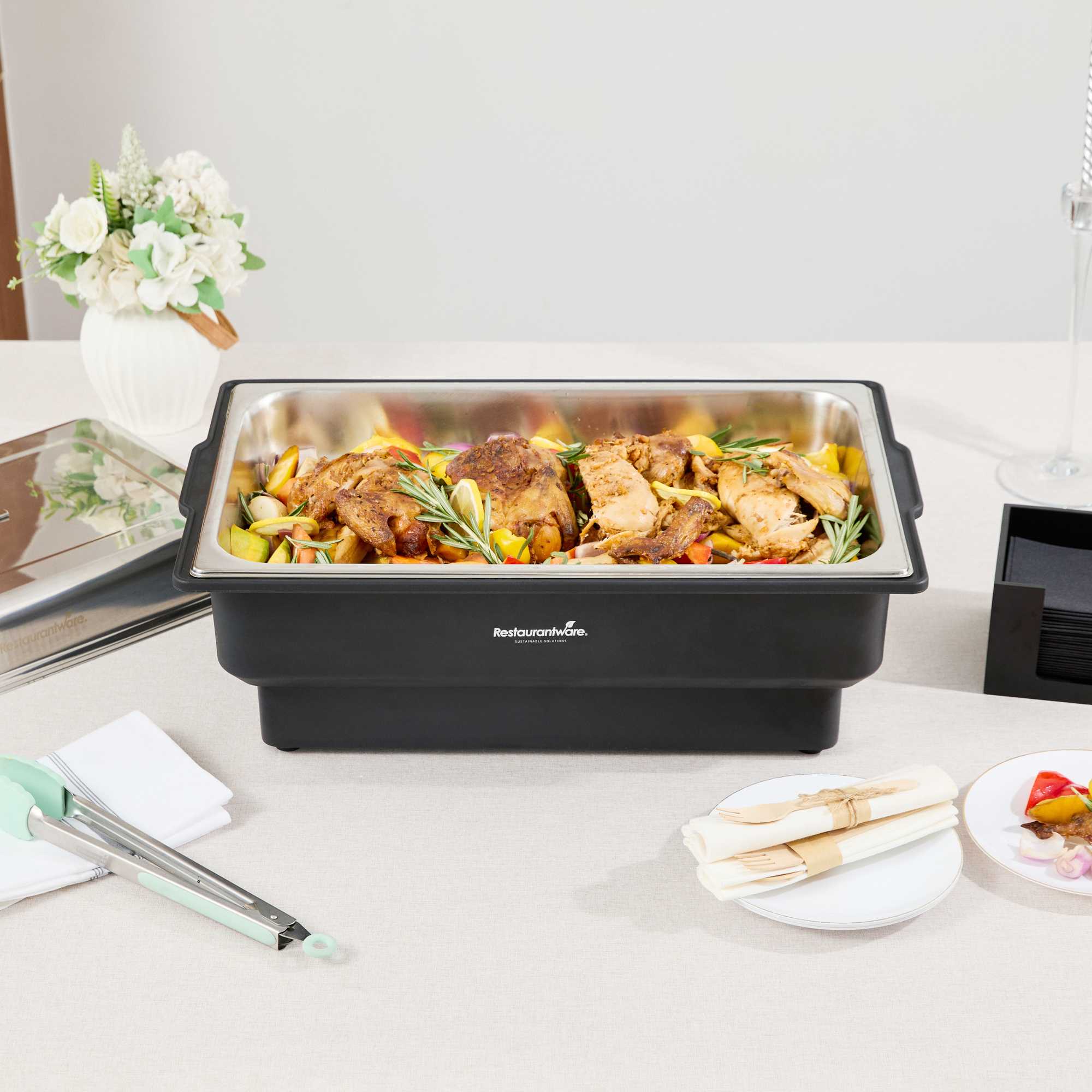 Cater Tek 14 qt Full Size Electric Water Pan / Warmer - Stainless Steel Chafer Cover, Food Pan, 120V, 760W - 1 count box