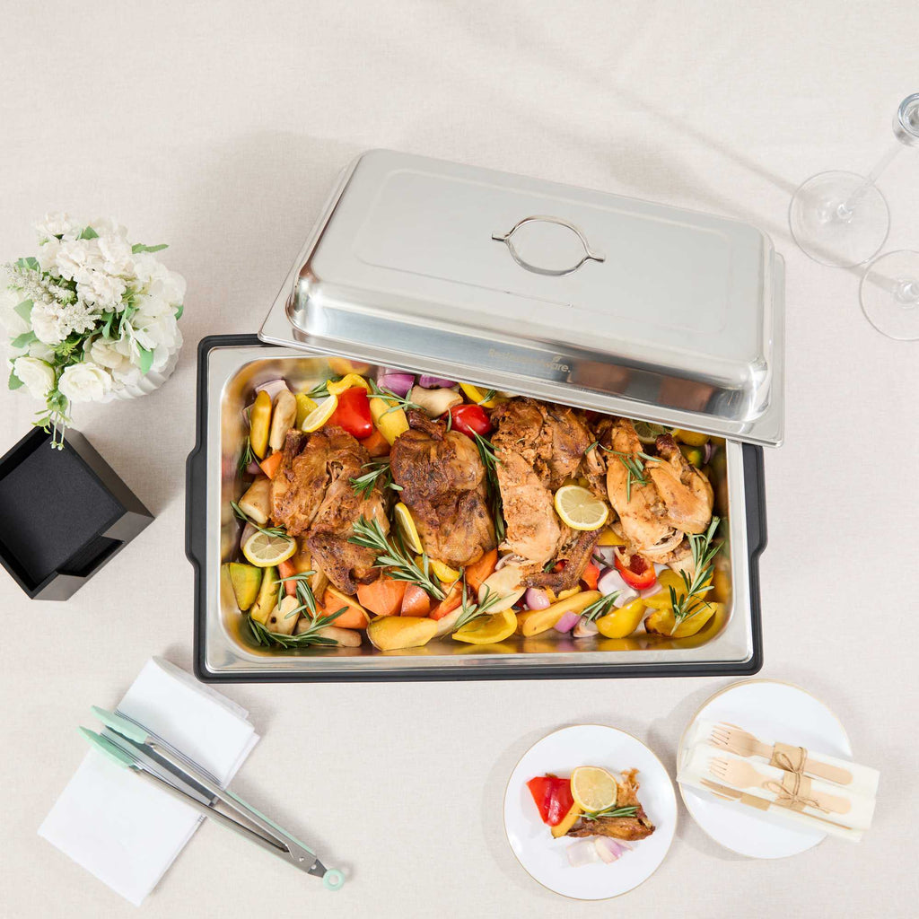 Cater Tek 14 qt Full Size Electric Water Pan / Warmer - Stainless Steel Chafer Cover, Food Pan, 120V, 760W - 1 count box