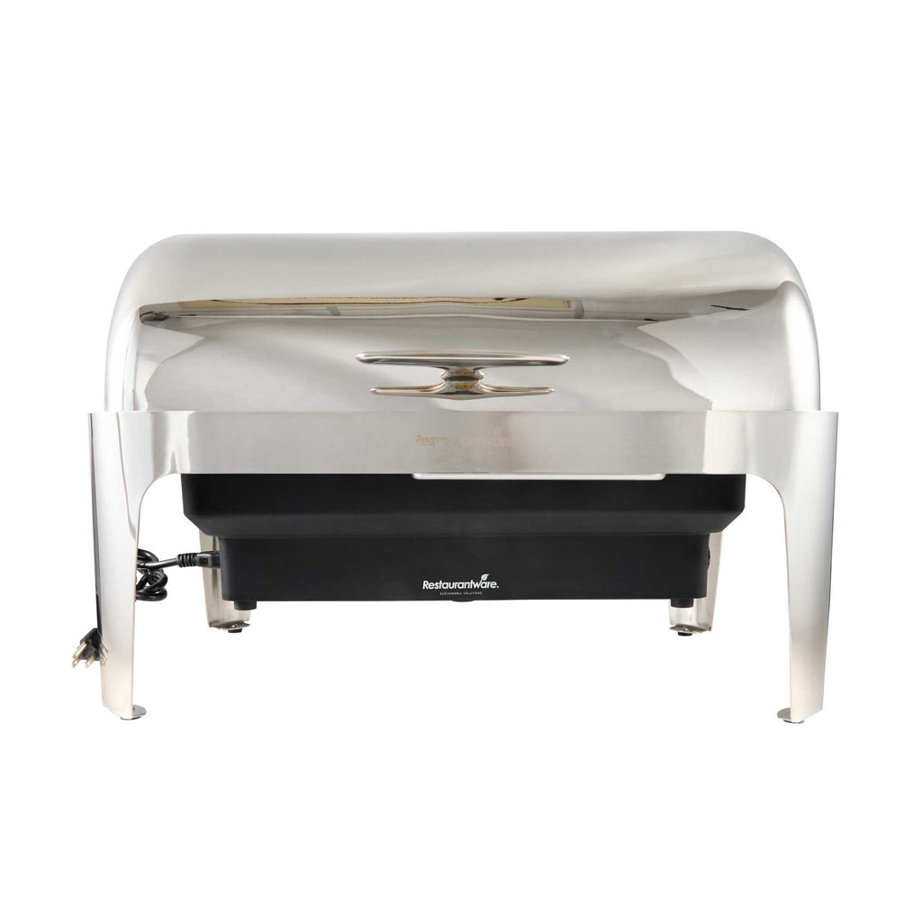 Cater Tek 14 qt Full Size Electric Chafer - Stainless Steel Roll Top Cover, Food Pan, Stand, 120V, 760W - 1 count box