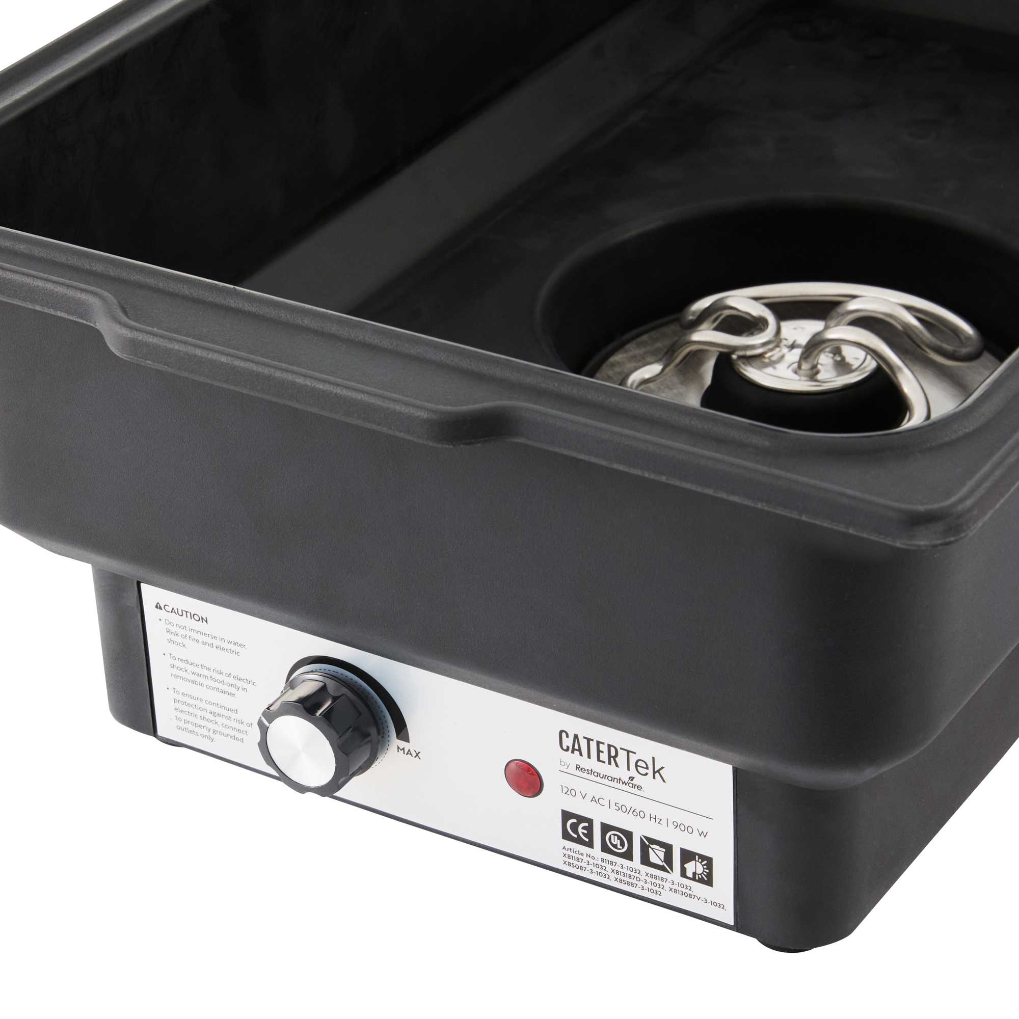 Cater Tek 14 qt Full Size Electric Chafer - Stainless Steel Roll Top Cover, Food Pan, Stand, 120V, 760W - 1 count box