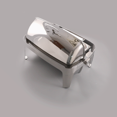 Cater Tek 9 qt Full Size Electric Chafer - Stainless Steel Roll Top Cover, Food Pan, Stand, 120V, 760W - 1 count box