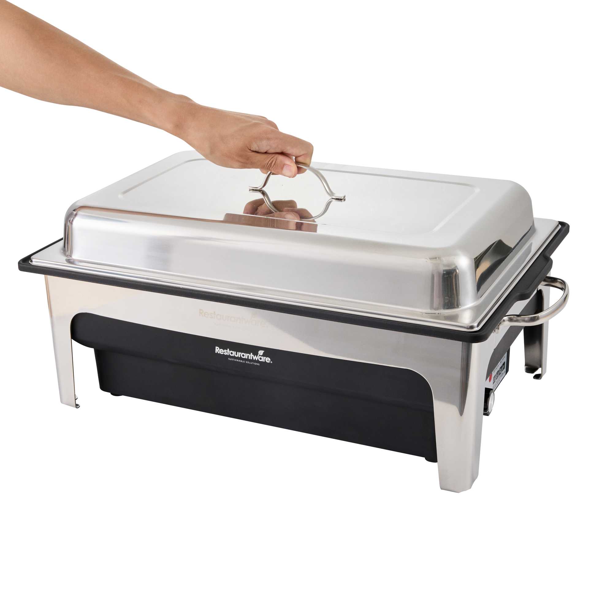 Cater Tek 9 qt Full Size Electric Chafer - Stainless Steel Chafer Cover, Food Pan, Stand, 120V, 760W - 1 count box