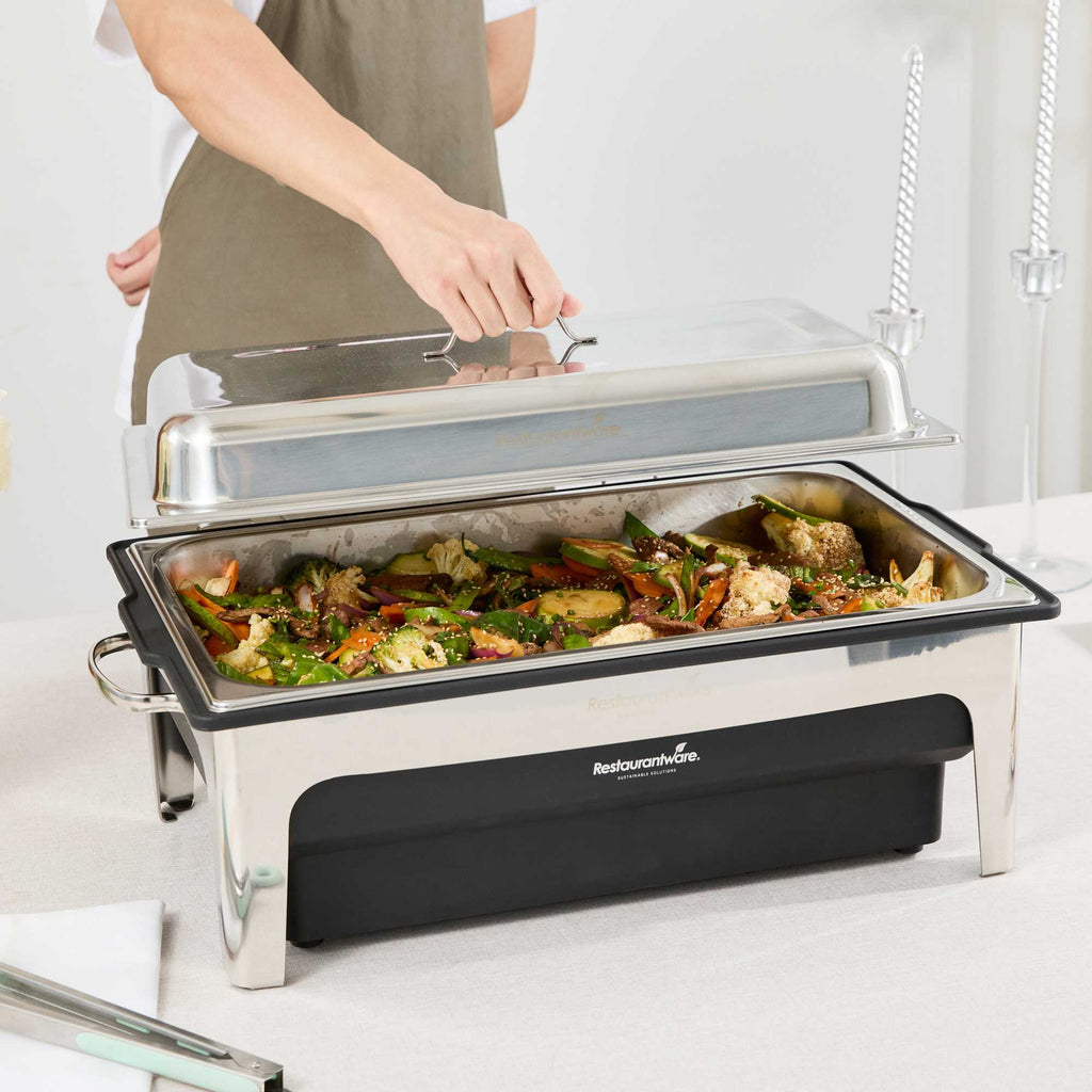 Cater Tek 9 qt Full Size Electric Chafer - Stainless Steel Chafer Cover, Food Pan, Stand, 120V, 760W - 1 count box