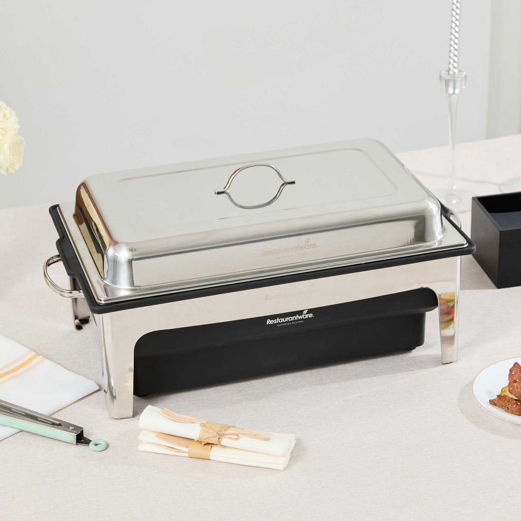 Cater Tek 9 qt Full Size Electric Chafer - Stainless Steel Chafer Cover, Food Pan, Stand, 120V, 760W - 1 count box