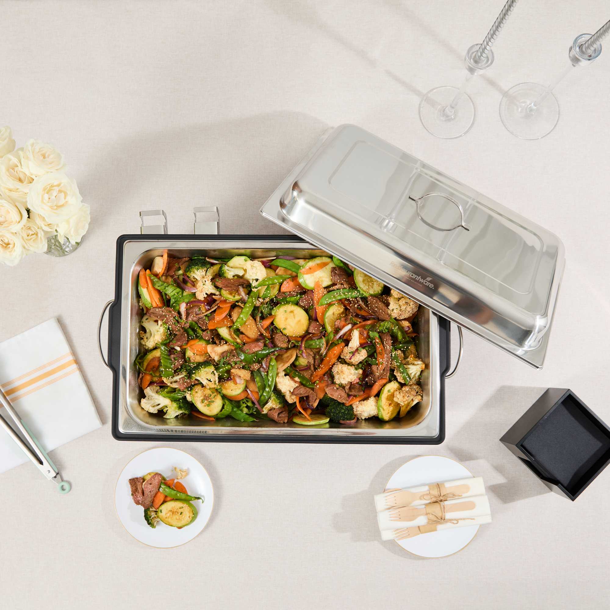 Cater Tek 9 qt Full Size Electric Chafer - Stainless Steel Chafer Cover, Food Pan, Stand, 120V, 760W - 1 count box