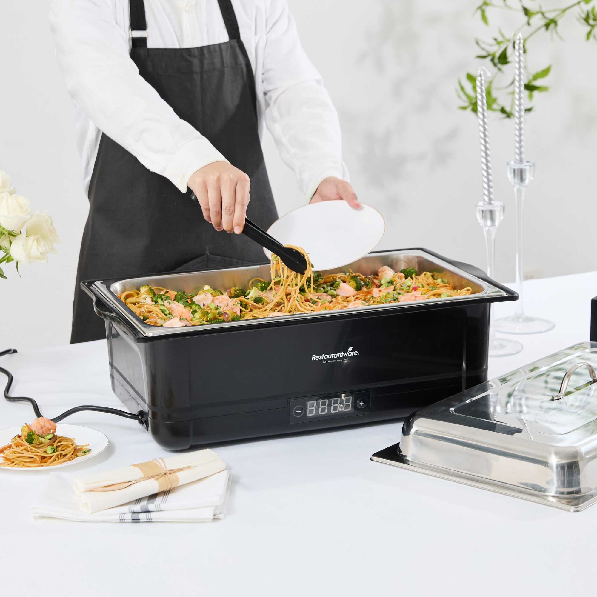 Cater Tek 14 qt Full Size Electric Chafer - Food Pan, Digital Temperature Control, 120V, 760W - 1 count box