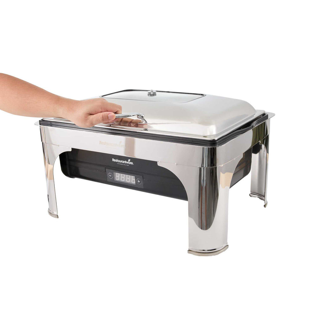 Cater Tek 14 qt Full Size Electric Chafer - Hinged Lid, Food Pan, Stand, Digital Temperature Control, 120V, 760W - 1 count box