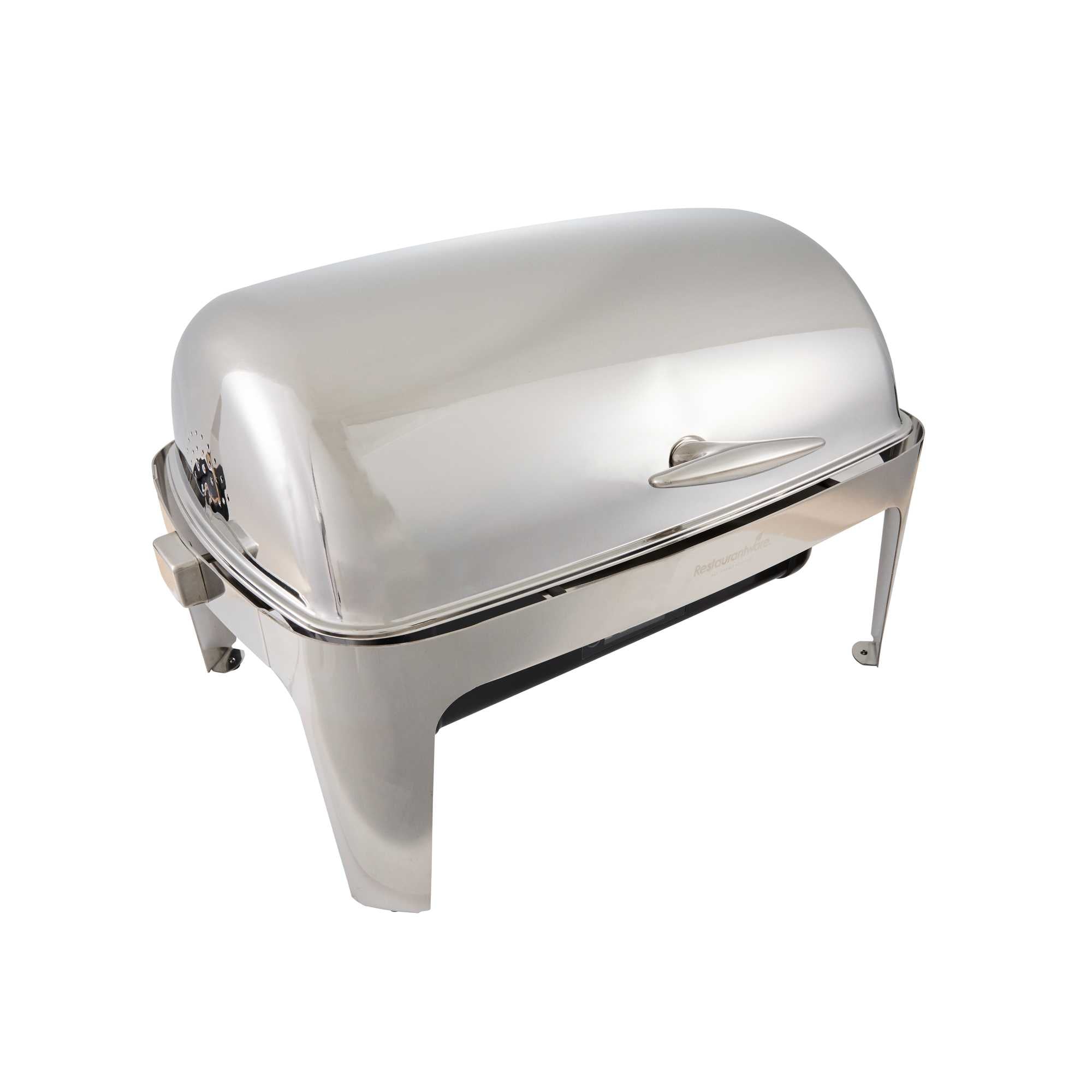 Cater Tek 14 qt Full Size Electric Chafer - Roll Top Cover, Food Pan, Stand, Digital Temperature Control, 120V, 760W - 1 count box
