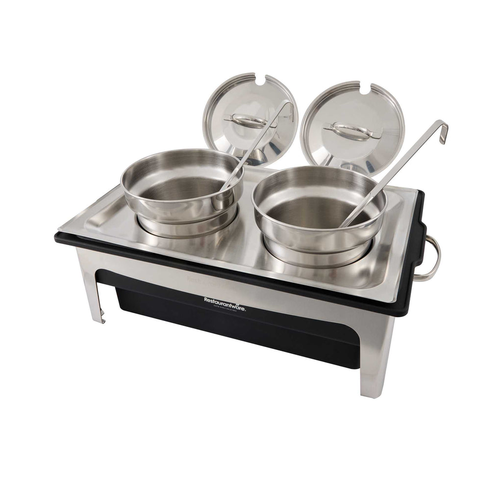 Cater Tek 8 qt Full Size Electric Soup Station - 2 Bain Marie Pots - , 2 Ladles, Stand, 120V, 760W - 1 count box