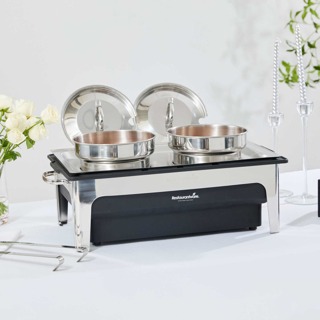 Cater Tek 8 qt Full Size Electric Soup Station - 2 Bain Marie Pots - , 2 Ladles, Stand, 120V, 760W - 1 count box