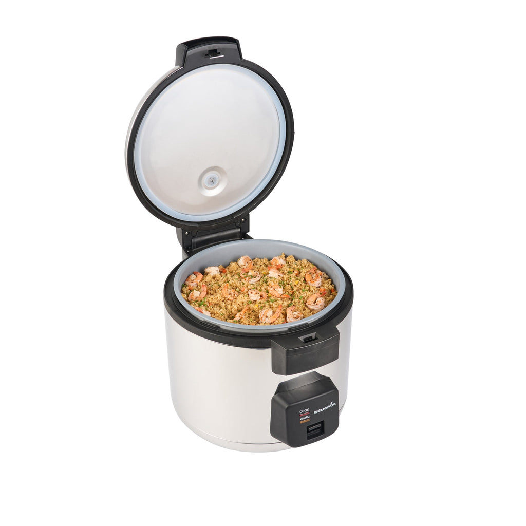 Kitchen Tek 70 Cup (35 Cup Raw) Steel Electric Rice Cooker / Warmer - with Hinged Lid, 110-120V, 1650W - 1 count box