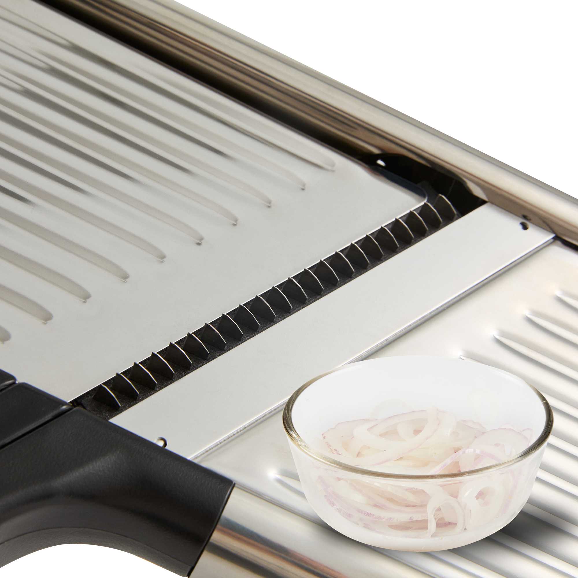German Standard Stainless Steel Heavy-Duty Adjustable Mandoline Slicer - Cut-Resistant Gloves, Cleaning Brush, Blade Guard - 1 count box