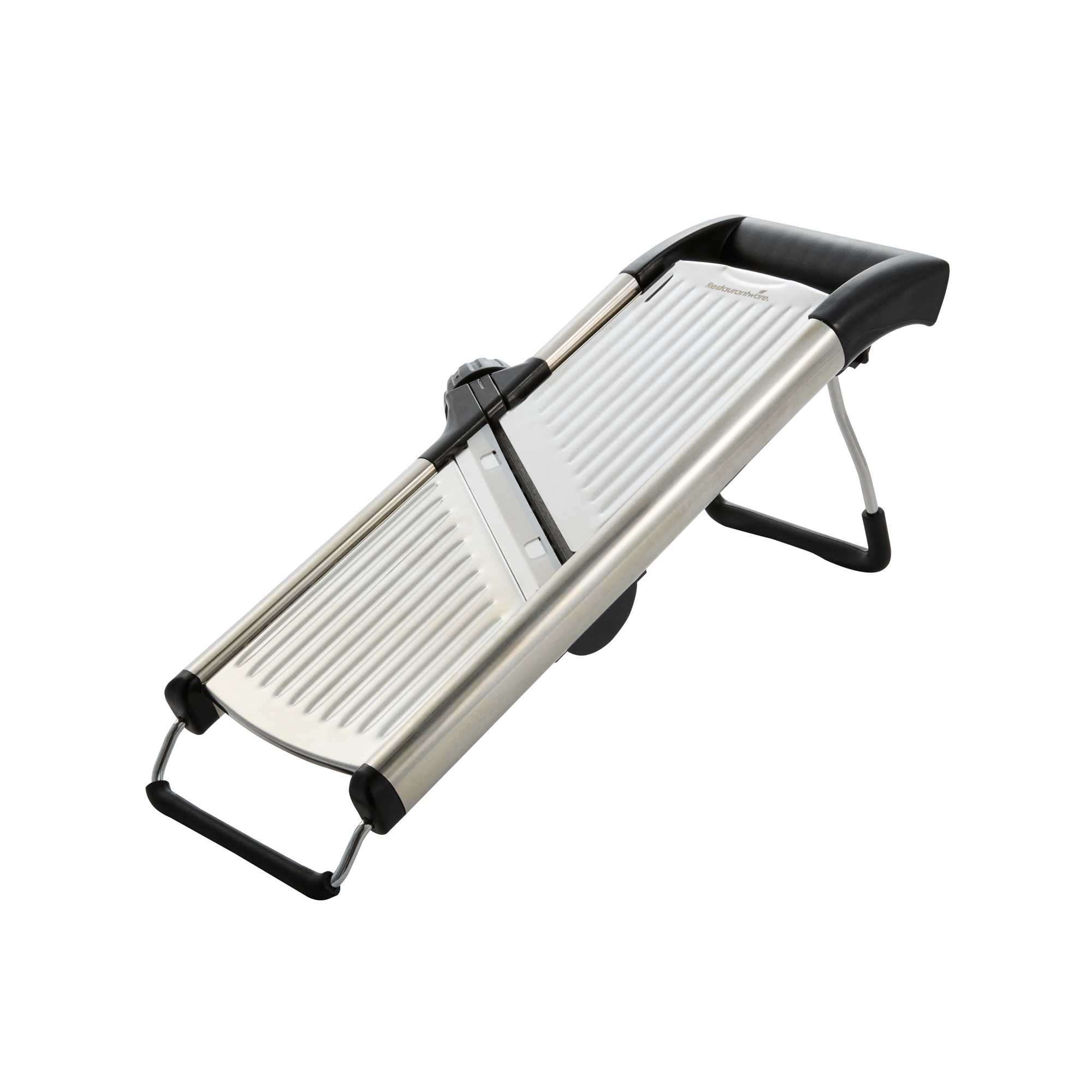German Standard Stainless Steel Heavy-Duty Adjustable Mandoline Slicer - Cut-Resistant Gloves, Cleaning Brush, Blade Guard - 1 count box