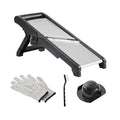 German Standard Stainless Steel Adjustable Mandoline Slicer - Cut-Resistant Gloves, Cleaning Brush, Blade Guard - 1 count box