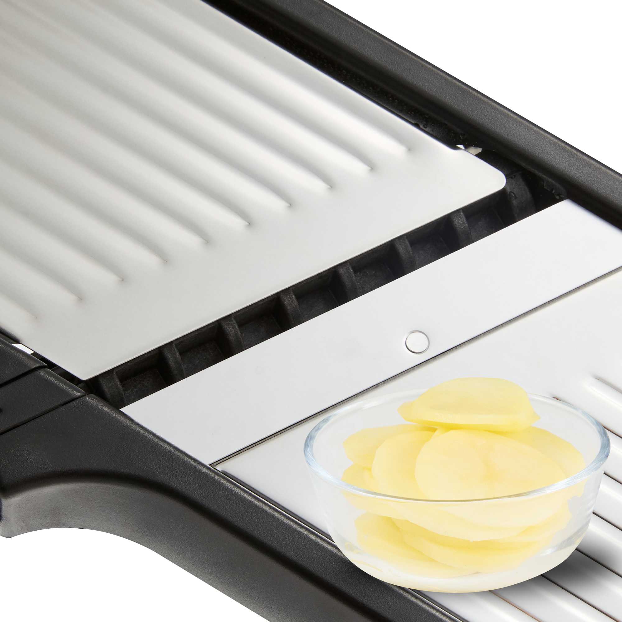 German Standard Stainless Steel Adjustable Mandoline Slicer - Cut-Resistant Gloves, Cleaning Brush, Blade Guard - 1 count box
